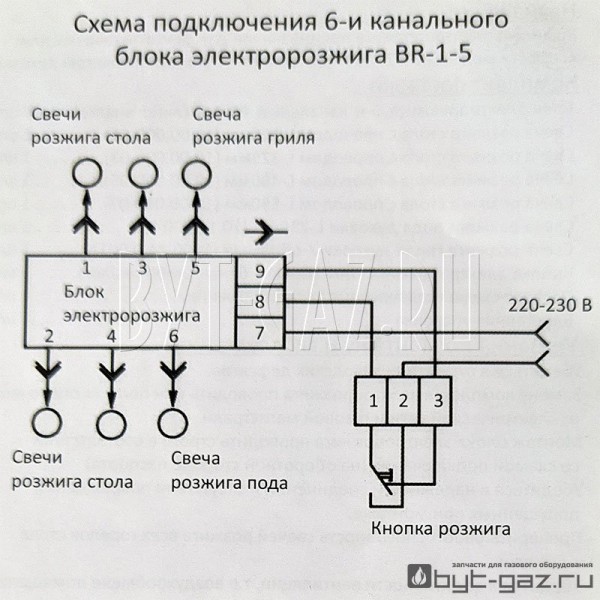 Схема электророзжига газовой плиты гефест